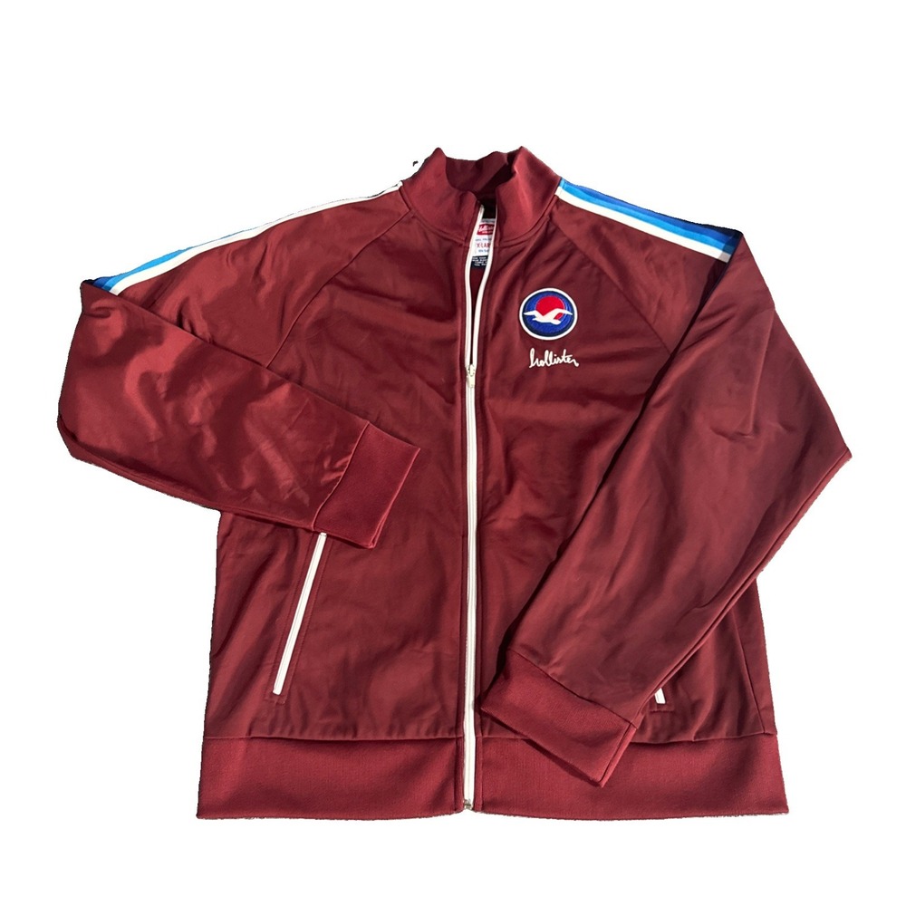 Hollister Athletics Burgundy Track Jacket Men's Size XL Full Zip Retro Stripe